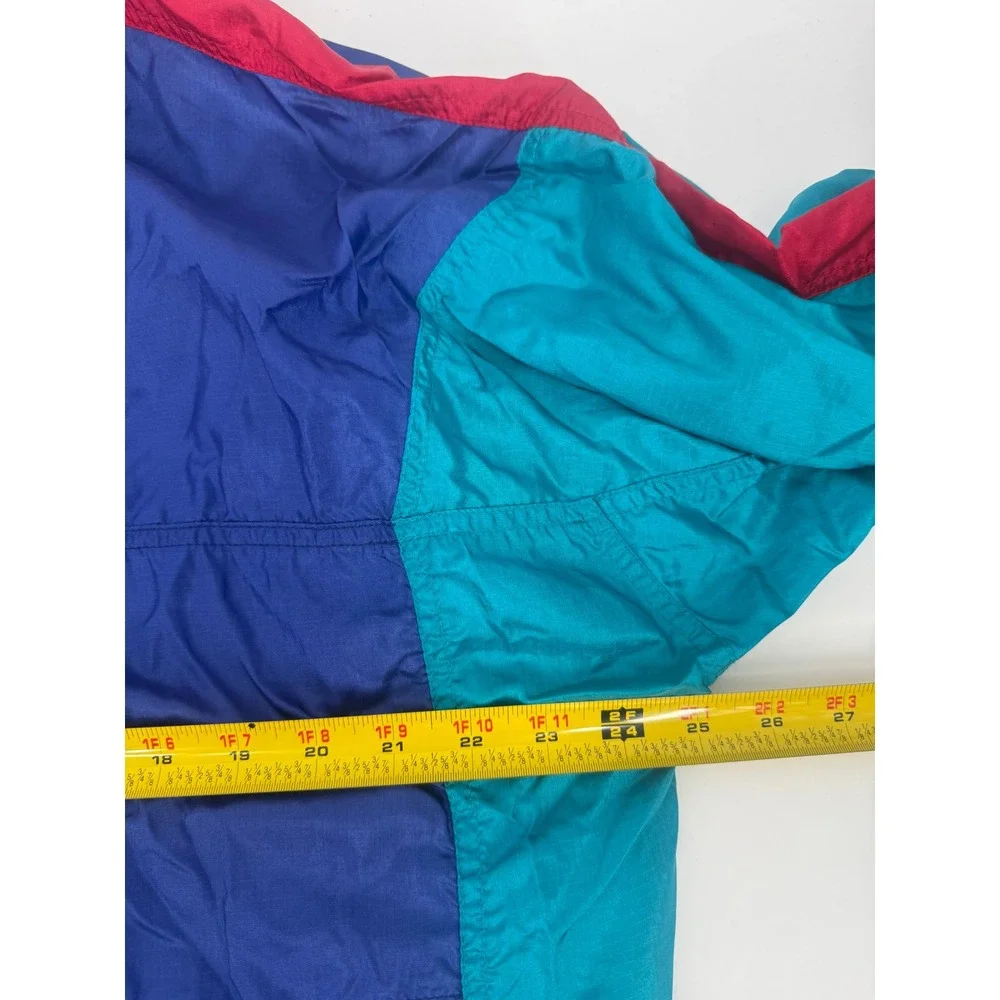 VTG 90's Nike Colorblock Windbreaker Jacket Red‎ Teal Full Zip Mens L Red Swoosh